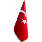 Albayrak Makam Bayrağı Saten Kumaş Simli Saçaklı 100 x 150 cm