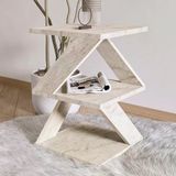 Albeni Z Tasarım 3 Katlı Minimalist Yan Sehpa – 7 Renk Seçeneği – Modern Sehpa Bej