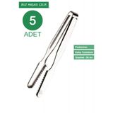 Albergio 5 Adet Paslanmaz Çelik Buz Maşası – 16 cm | Dayanıklı ve Pratik Kullanım Gri