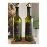 Albergio Gold 2'li 750 ml Zeytinyağı Sıvıyağ Şişesi Damlatmaz Yağdanlık Yağlık Ahşap Standlı Altın Koyu Yeşil