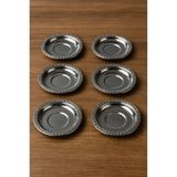 Albergio Gri Renk Metal Çay Tabağı 12'li Set 10 cm Çay Altlığı