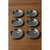 Albergio Gri Renk Metal Çay Tabağı 6'lı Set 10 cm Çay Altlığı Gri
