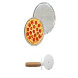 Albergio Pizza Tepsisi ve Pizza Ruleti Lahmacun Tepsisi 36 cm Delikli Tepsi Gri