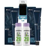 Alberobello Oksidan+Indola Pcc Saç Boyası 60 Ml. (2'şer Adet) - 1.0 Siyah