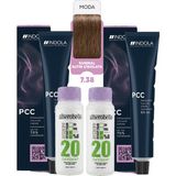 Alberobello Oksidan+Indola Pcc Saç Boyası 60 Ml. (2'şer Adet) - 7.38 Kumral Altın Çikolata