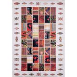 Alberta Beyaz Patchwork Modern Geometrik Etnik Desenli Boho Makinada Yıkanabilir Hafif Hav Toz Vermez Leke Tutmaz Kaymaz Taban Dijital Makine Baskı Halı Oturma Odası Salon Yolluk Koridor Mutfak Halısı