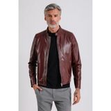 Alberty Erkek Deri Ceket - Bordo - 3XL