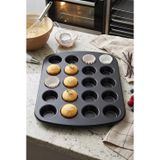 Albetto 24'lü Mini Muffin Kalıbı Yanmaz Yapışmaz Karbon Çelik Kek ve Kapkek Fırın Tepsisi (39.5x24.5 cm)