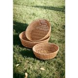 Albetto 3 lü Rattan Plastik Sepet, Ekmeklik , Meyve Sepeti Yuvarlak 3 Boy 3717/3lüKrem