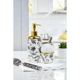 ALBETTO 39840 Porselen Mutfak Set Sıvı Sabunluk, 400ml Fırçalı Yaldızlı