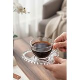 Albetto 4 Kişilik Kalp Detaylı Cam Çay Fincanı, Kahve Takımı 200ml
