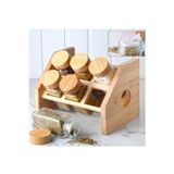 ALBETTO 6 lı Bambu Stantlı Cam Baharatlık, Baharat Takımı 3870