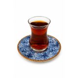 Albetto 6 lı Porselen Çay Tabağı, Porselen Çay Tabak Mavi Çiçekli