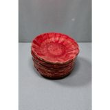 Albetto 6 lı Seramik Çay Tabak, Kırmızı Çay Tabağı Çap:10cm