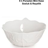 Albetto 6'lı Porselen Mini Kase Seti Yaprak Model Çerezlik, Reçellik, Sosluk