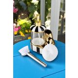 ALBETTO Cam Hazneli Porselen Mutfak Set Sıvı Sabunluk Çizgili 350ml 40099