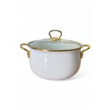 ALBETTO Emaye Yoğurt Tenceresi Bakraç 20cm 2500ml Beyaz Gold