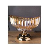 ALBETTO Kristal Cam Çikolatalık, Vazo Oval 4474 Gold