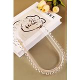 ALBETTO Lüks Cam Servis Sunumluk Oval Kayık Tabak Love Seri 25*13cm