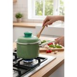Albetto Lüks Emaye Rafadan, Mini Tava, Sos Tenceresi 12cm 900ml Yeşil
