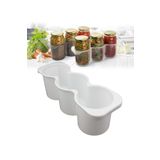 ALBETTO Lüks Plastik Kavanoz Organizeri 3 Bölmeli Beyaz