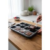Albetto Metal Kek Kalıbı Muffin 12 li Kare Kapsül Kek Kalıbı 3070