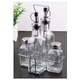 ALBETTO Metal Stantlı Cam Sosluk Yağlık Sirkelik Tuzluk 250ml 21cm