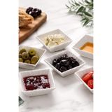 ALBETTO Mini Kare Kahvaltılık Kase 6’lı Set – 7x7 cm Porselen Çerezlik Sosluk Sunum Kasesi