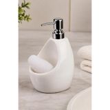 ALBETTO Porselen Sıvı Sabunluk 500 ml Sünger Hazneli Krom Pompalı Şık Mutfak ve Banyo Sabunluk