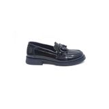 ALBİNİ SİYAH KIRIŞIK RUGAN DERİ KADIN LOAFER AYAKKABI