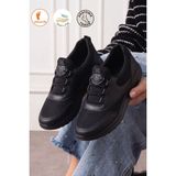 Albishoes Bağcıksız Kolay Giyim Anatomik Ultra Rahat Fileli Yazlık Kadın Anne Sneaker Spor Ayakkabı - Siyah