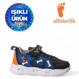 Albishoes Çocuk Sevimli Dost Köpek Figürlü Işıklı Mevsimlik Kışlık Çocuk Okul Sneaker Spor Ayakkabı - Siyah - Oranj