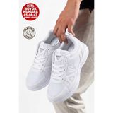 Albishoes Erkek Büyük Numara Özel Numara Kışlık Cilt Sneaker Battal Mevsimlik Spor Ayakkabı - Beyaz