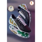 Albishoes Erkek Çim Halısaha Krampon Ithal Taban Ayağı Saran Esnek Konforlu Krampon Futbol Ayakkabı - Siyah - Beyaz
