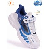 Albishoes Erkek Çocuk Cırt Cırtlı Unisex Yazlık Fileli Yumuşak Rahat Taban Sneaker Spor Ayakkabı - Beyaz