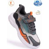 Albishoes Erkek Çocuk Cırt Cırtlı Unisex Yazlık Fileli Yumuşak Rahat Taban Sneaker Spor Ayakkabı - Füme