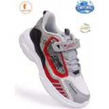 Albishoes Erkek Çocuk Cırt Cırtlı Unisex Yazlık Fileli Yumuşak Rahat Taban Sneaker Spor Ayakkabı - Gri