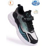 Albishoes Erkek Çocuk Cırt Cırtlı Unisex Yazlık Fileli Yumuşak Rahat Taban Sneaker Spor Ayakkabı - Siyah