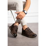 Albishoes Erkek Deri Kaymaz Taban Suya Dayanıklı Kışlık Outdoor Anatomik Trekking Ayakkabı - Kahve