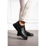 Albishoes Erkek Deri Kışlık Kauçuk Taban Casual Ayakkabı Anatomik Hafif Taban Ayakkabı - Siyah