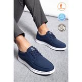 Albishoes Erkek Hafif Rahat Yumuşak Taban Keten Günlük Casual Erkek Ayakkabı Erkek Spor Ayakkabı - Lacivert