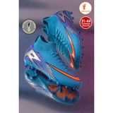 Albishoes Erkek Halı Saha Krampon Kaliteli Ithal Taban Çim Saha Çoraplı Ayağı Saran Esnek Konforlu - Mavi - Turuncu