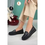 Albishoes Kadın 4 Noktalı Toka Detay Anatomik Kaymaz Taban Rahat Hafif Günlük Ayakkabı Anne Ayakkabı - Siyah