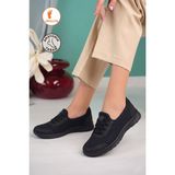 Albishoes Kadın Anne Bağcıksız Rahat Taban Günlük Yürüyüş Babet Ayakkabı Anatomik Spor Ayakkabı - Siyah_01