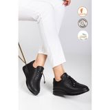 Albishoes Kadın Anne Günlük Anatomik Yumuşak Rahat Esnek Taban Günlük Sneaker Kadın Spor Ayakkabı - Siyah
