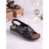Albishoes Kadın Anne Sandalet Yumuşak Hafif Rahat Jelli Taban Anatomik Yazlık Kadın Sandalet Terlik - Siyah