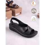 Albishoes Kadın Anne Sandalet Yumuşak Hafif Rahat Taban Anatomik Yazlık Kadın Sandalet Terlik - Siyah-BK21