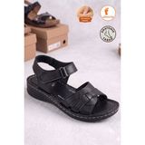Albishoes Kadın Anne Sandalet Yumuşak Hafif Rahat Taban Anatomik Yazlık Kadın Sandalet Terlik - Siyah_E8F