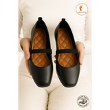 Albishoes Kadın Babet Günlük Ofis Kaymaz Hafif Konfor Rahat Anatomik Taban Lastikli Kadın Babet - Siyah - Taba