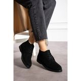 Albishoes Kadın Sıcak Astar Kaymaz Taban Süet Kumaş Rahat Kullanım Casual Kadın Süet Haşpapi Bot - Siyah Süet